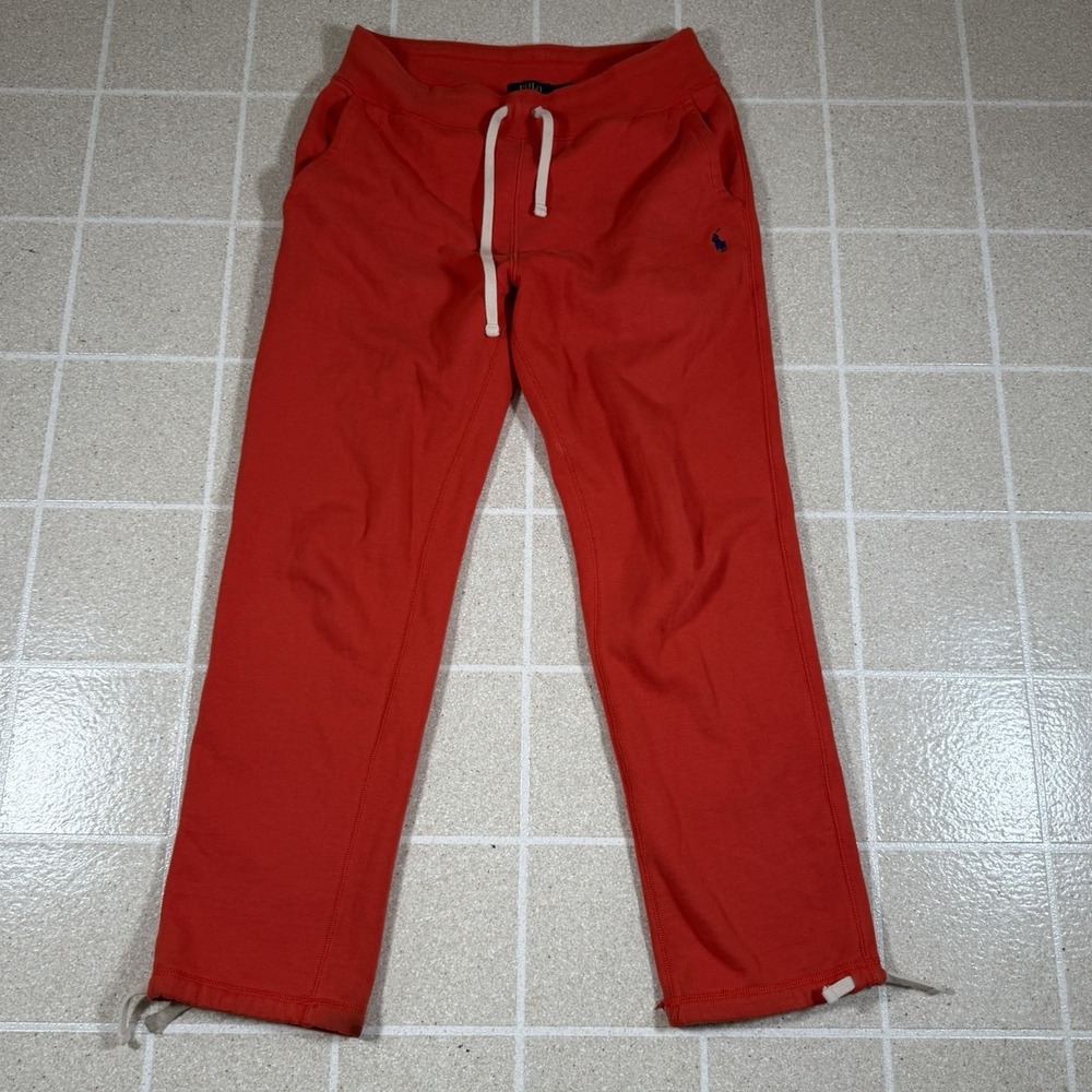 Polo Ralph Lauren Joggers Orange Blue Pony Cinch Ankle Tie Sweatpants Men